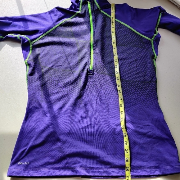 NIKE Pro Top XL Quarter Zip Long Sleeve Purple Green Athletic Pullover - Picture 8 of 12